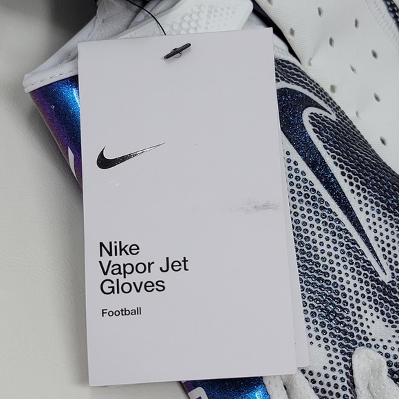 NIKE Vapor Jet 7.0 Receiver Football Gloves White Silver Blue Unisex Size L New - Picture 5 of 7